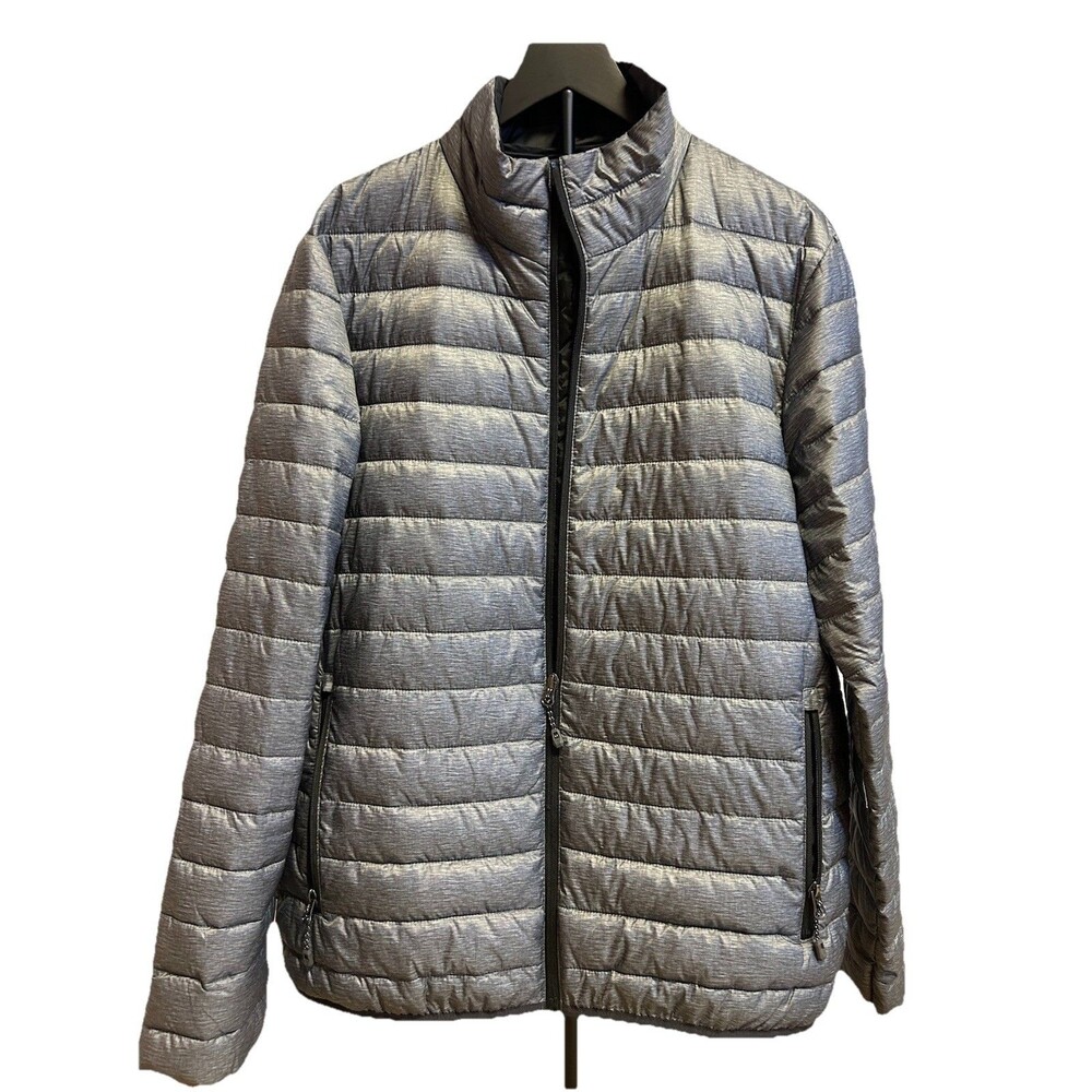 Mens SWISS TECH Gray Puffer Jacket Quilted Packable Lightweight M 38-40